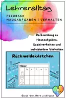 Vorschau - Anderer Materialtyp - Feedback zu Hausaufgaben, Sozialverhalten und persönlichem Verhalten - Deckblatt