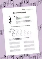 Vorschau - Arbeitsblätter - Die Viertelpause zeichnen Arbeitsblatt Musikunterricht - Deckblatt