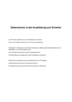 Vorschau - Stundenentwürfe - Datenschutz in der Ausbildung zum Erzieher: Lehrervortrag, Handout, Falleispiele, Arbeitsaufträge - Deckblatt