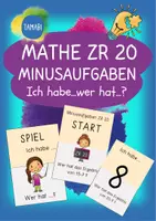 Vorschau - Spiele - Ich habe wer hat Mathe ZR 20 "Minusaufgaben" | Ich habe...wer hat...? | Mathematik Klasse 1 Spiele - Deckblatt