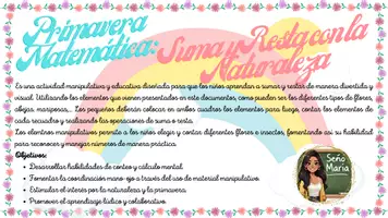 Vista previa - Tarjetas / Manipulativos - Primavera matemática. Sumas y restas - Portada