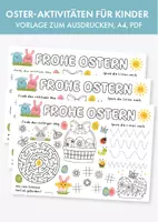Vorschau - Arbeitsblätter - Oster-Aktivitäten für Kinder, Oster Rätsel-Spiele, Ausmalbilder für Ostern - Deckblatt