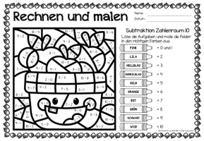 Προεπισκόπηση - Φύλλα εργασίας - Rechen-Mal-Blätter - Subtraktion ZR 10 (Herbst) Φθινόπωρο Αφαίρεση Μαθηματικά Γερμανικά - Σελίδα 3