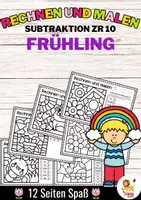 anteprima - Esercizi - Rechen-Mal-Blätter - Subtraktion ZR 10 (Frühling) Primavera Sottrazione Matematica Tedesco - Pagina di copertina