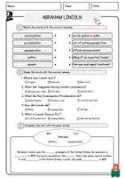 Vorschau - Arbeitsblätter - Abraham Lincoln Lesetraining Englisch Vokabeln Textverständnis Worksheet - Seite 2