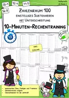 Vorschau - Arbeitsblätter - 10-Minuten-Rechnen - einstellige Subtraktion mit Übergang – Zehnerunterschreitung - Deckblatt