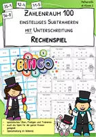 Vorschau - Stationenlernen - Bingo - einstellige Subtraktion mit Zehnerübergang - Zehnerunterschreitung - Rechenspiel - Deckblatt