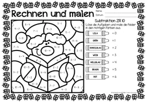 Aperçu - Feuilles d'exercices - Rechen-Mal-Blätter - Subtraktion ZR 10 (Weihnachten) Noël Soustraction Mathématiques Allemand - Page 3