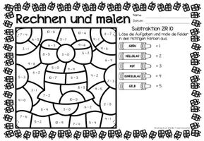 Vista previa - Hojas de trabajo - Rechen-Mal-Blätter - Subtraktion ZR 10 (Weihnachten) Navidad Sumas y restas Matemáticas Alemán - página 2