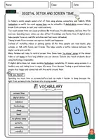 Vorschau - Arbeitsblätter - Digital Detox and Screen Time Textverständnis Englisch Exercises VokabelnLeseverstehen Worksheet - Seite 1