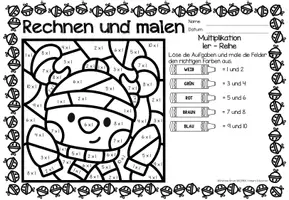 Vista previa - Hojas de trabajo - Rechen-Mal-Blätter - Multiplikation (Weihnachten) Navidad Multiplicación Matemáticas Alemán - página 2