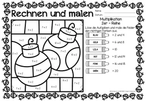Vista previa - Hojas de trabajo - Rechen-Mal-Blätter - Multiplikation (Weihnachten) Navidad Multiplicación Matemáticas Alemán - página 3