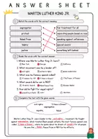 Vorschau - Arbeitsblätter - Martin Luther King Jr. Textverständnis Englisch Exercises Vokabeln Leseverstehen Worksheet - Seite 3