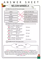 Vorschau - Arbeitsblätter - Nelson Mandela Textverständnis Englisch Exercises Vokabeln Leseverstehen Worksheet - Seite 3