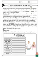 Vorschau - Arbeitsblätter - Poverty and Social Inequality English Reading Comprehension Leseverstehen Exercises - Seite 1