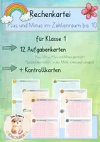 Vorschau - Arbeitsblätter - Rechenkartei Plus und Minus im Zahlenraum bis 10 - Deckblatt
