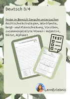 Vorschau - Arbeitsblätter - Deutsch Probe Grammatik und Rechtschreibung Klasse 3/4 - Deckblatt