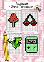 Vorschau - Mal- und Bastelvorlagen - Pixelkunst gratis Testversion, Kunst Grundschule - Deckblatt