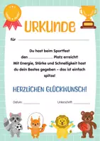 Vorschau - Poster - Sporturkunde für Kinder: Urkunde für das Sportfest im Kindergarten, Kindersporturkunde, Urkunde für den Sporttag und Spielfest in der Grundschule - Seite 1