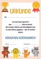 Vorschau - Poster - Sporturkunden für Kinder. Urkunde für Kinder. Urkunde Sporttag, Spielfest, Grundschule. Urkunde Kinderolympiade. Auszeichnung für Kinder. - Seite 1