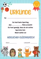 Vorschau - Poster - Sport Urkunde für Kinder: Sportfest und Sporttag in der Grundschule und im Kindergarten. - Seite 1
