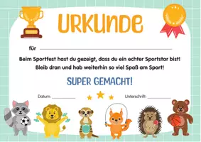 Vorschau - Poster - Sport-Urkunde für Kinder – für das Sportfest im Kindergarten oder in der Grundschule! - Seite 1