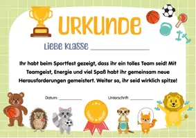 Vorschau - Poster - Sport Urkunde für die Klasse. Urkunde Sporttag. Spielfest Grundschule. Sportfest Schule. - Seite 3