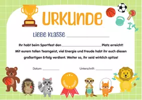 Vorschau - Poster - Sport Urkunde für die Klasse. Urkunde Sporttag. Spielfest Grundschule. Sportfest Schule. - Seite 2