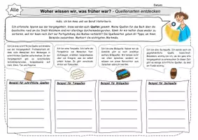 Vorschau - Arbeitsblätter - Quellenarten entdecken - Deckblatt