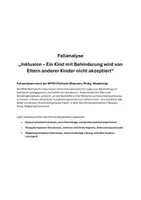 Vorschau - Stundenentwürfe - Fallanalyse Inklusion – BMW Methode: Ein Kind mit Behinderung wird von Eltern anderer Kinder nicht akzeptiert, Erzieherausbildung - Deckblatt
