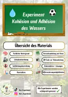 Vorschau - Arbeitsblätter - Experiment Kohäsion und Adhäsion des Wassers - Deckblatt