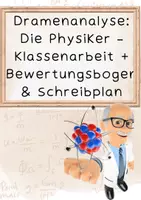 Vorschau - Arbeitsblätter - Dramenanalyse ,,Die Physiker" – Klassenarbeit + Bewertungsbogen & Schreibplan - Deckblatt