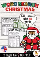 Vista previa - Hojas de trabajo - XXL Word Search Puzzle (Christmas) | Navidad Inglés - Portada