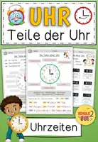 Vorschau - Arbeitsblätter - Die Teile einer Uhr / Uhrzeiten - Deckblatt