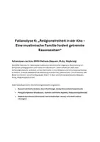 Vorschau - Stundenentwürfe - Fallanalyse BMW Methode Religionsfreiheit in der Kita – Eine muslimische Familie fordert getrennte Essenszeiten - Deckblatt