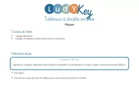 Aperçu - Apprentissages en autonomie - Tableaux à double entrée Pâques – Logique et repérage spatial – Maternelle GS CP - Page 2