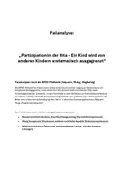 Vorschau - Stundenentwürfe - Fallanalyse BMW Methode: Partizipation in der Kita – Ein Kind wird von anderen Kindern systematisch ausgegrenzt, Erzieher - Deckblatt