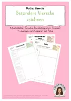 Vorschau - Arbeitsblätter - Besondere Vierecke zeichnen (Trapez, Drache, Parallelogramm) - Deckblatt