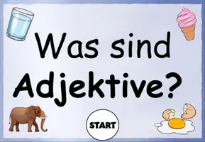 Vorschau - Präsentationen/Tafelbilder - Erklärpräsentation Einführung Adjektive - DaZ / DaF / Deutsch - Seite 1