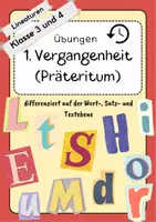 Vorschau - Arbeitsblätter - 1. Vergangenheit (Präteritum): Übungsblätter Klasse 3, 4 - Deckblatt