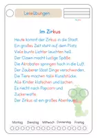 Vorschau - Arbeitsblätter - Lesen und verstehen, Zirkus - Seite 1