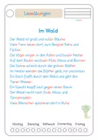 Vorschau - Arbeitsblätter - Lesen und verstehen Wald - Seite 1
