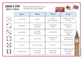 Προεπισκόπηση - Φύλλα εργασίας - Roll a story about London: creative writing activity; 2 διαφοροποιημένα (Αγγλικά) - Σελίδα 1