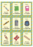 anteprima - Flashcard - School objects: I have... Who has...? Game (English) / Oggetti scolastici: Io ho... Chi ha...? Gioco (inglese) - Pagina 3