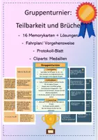 Vorschau - Aufgabenkarten - Gruppenturnier: Teilbarkeit und Brüche (editierbar) - Deckblatt
