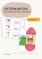 Vorschau - Mal- und Bastelvorlagen - Osterkarten zum Ausmalen & Aufklappen | Ostern Basteln | Kunst Grundschule - Deckblatt