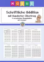 Vorschau - Arbeitsblätter - Schriftliche Addition mit H-Übertrag-Übungsblätter - ZR1000 - Deckblatt