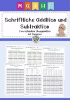 Vorschau - Arbeitsblätter - Schriftl. Addition und Subtraktion - Übungsblätter - ZR 1000 - Deckblatt