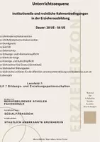 Vorschau - Stundenentwürfe - Unterrichtssequenz institutionelle und rechtliche Rahmenbedingungen in der Erzieherausbildung, Lernfeld 1: Berufliche Identität und professionelle Perspektiven entwickeln - Deckblatt