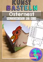 Vorschau - Mal- und Bastelvorlagen - KUNSTPROJEKT Osternest Osterkorb mit Huhn basteln - Deckblatt